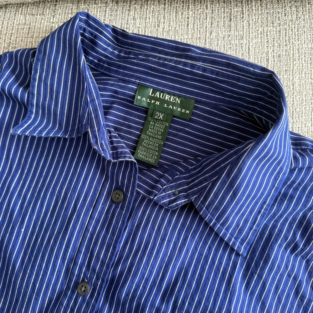 Lauren Ralph Lauren‎ Men's Navy and White Striped Shirt